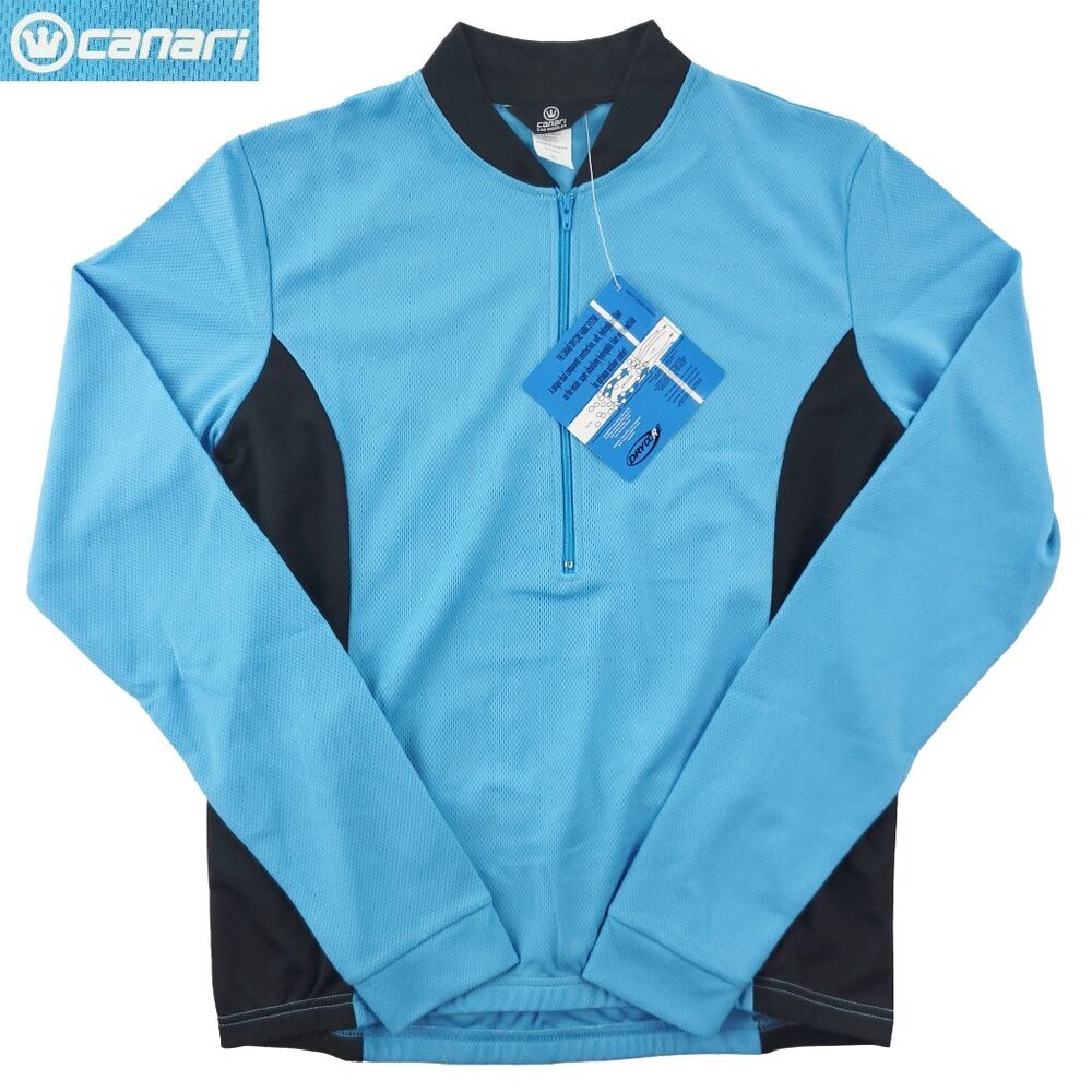 Canari Cycling Jersey 1/2 Zip DryCore Long Sleeve Rear Pockets Men's Small NWT